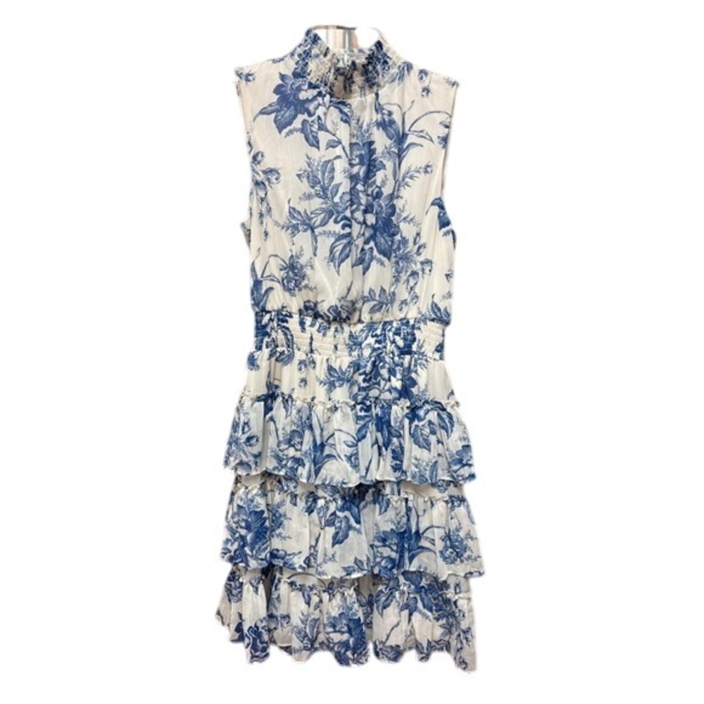 Express Women XS Floral Ruffled Mini Dress Mocked Neck‎ Summer Boho Cottagecore